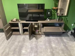 Natura Wohnwände & Tv-Lowboards|Wohnwand Saratoga Buche Massiv Geölt Silbergrau Grau Braun Inklusive Beleuchtung