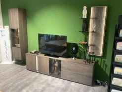 Natura Wohnwände & Tv-Lowboards|Wohnwand Saratoga Buche Massiv Geölt Silbergrau Grau Braun Inklusive Beleuchtung