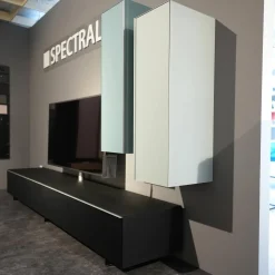 Spectral Smart Furniture Wohnwände & Tv-Lowboards|Wohnwand Scala Glas Satiniert Schwarz Salbei Grün Und Jade Grün Stoff Schwarz Mit Soundelement