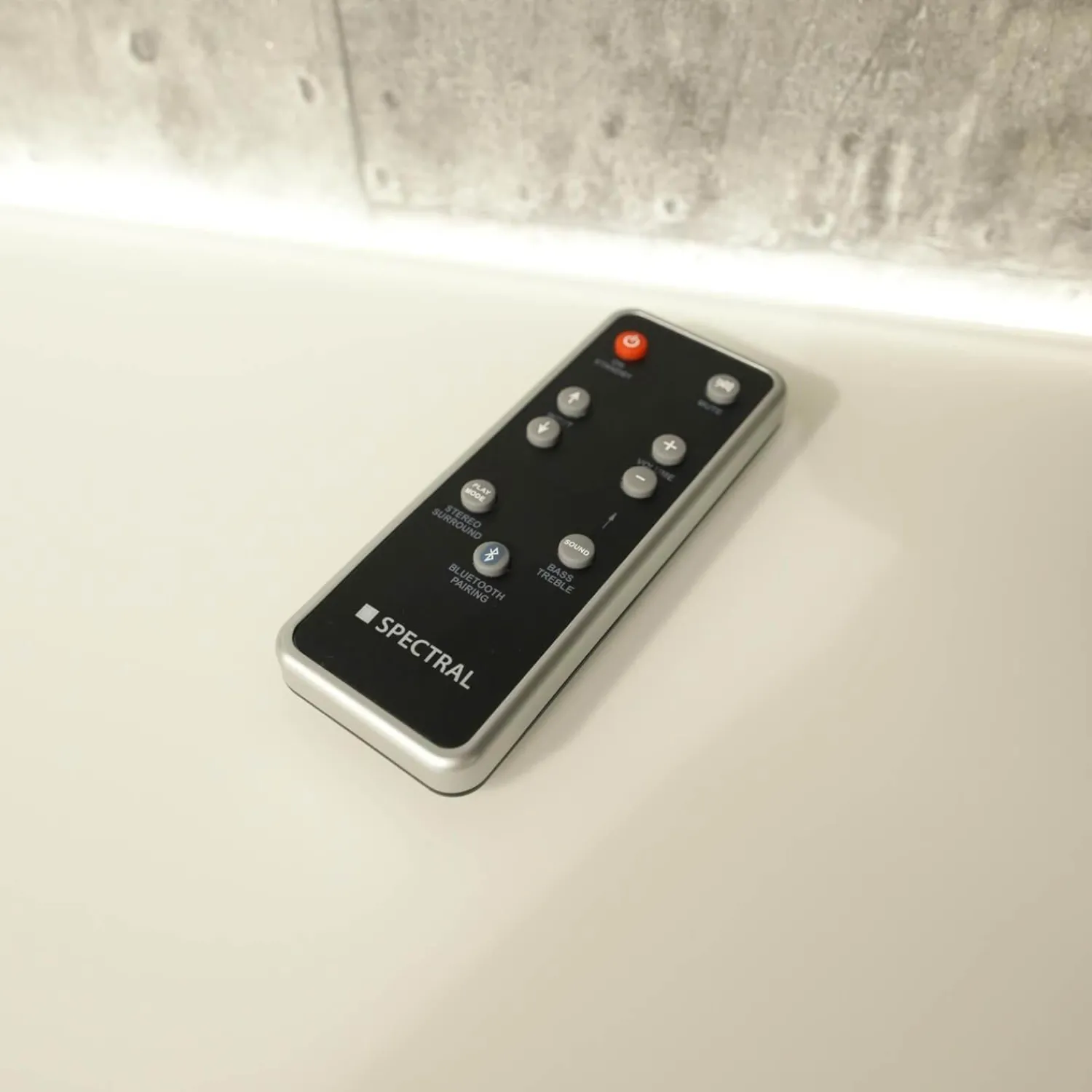 Spectral Smart Furniture Wohnwände & Tv-Lowboards|Wohnwand Scala Glasoberfläche Snow Weiß Satiniert Stofffront SF Silber Mit Soundsystem Und Beleuchtung