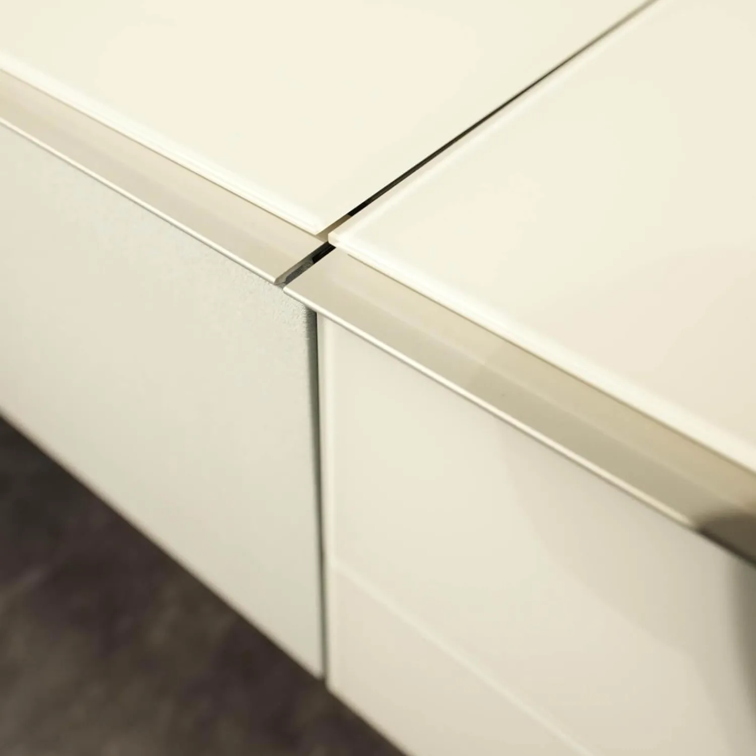 Spectral Smart Furniture Wohnwände & Tv-Lowboards|Wohnwand Scala Glasoberfläche Snow Weiß Satiniert Stofffront SF Silber Mit Soundsystem Und Beleuchtung