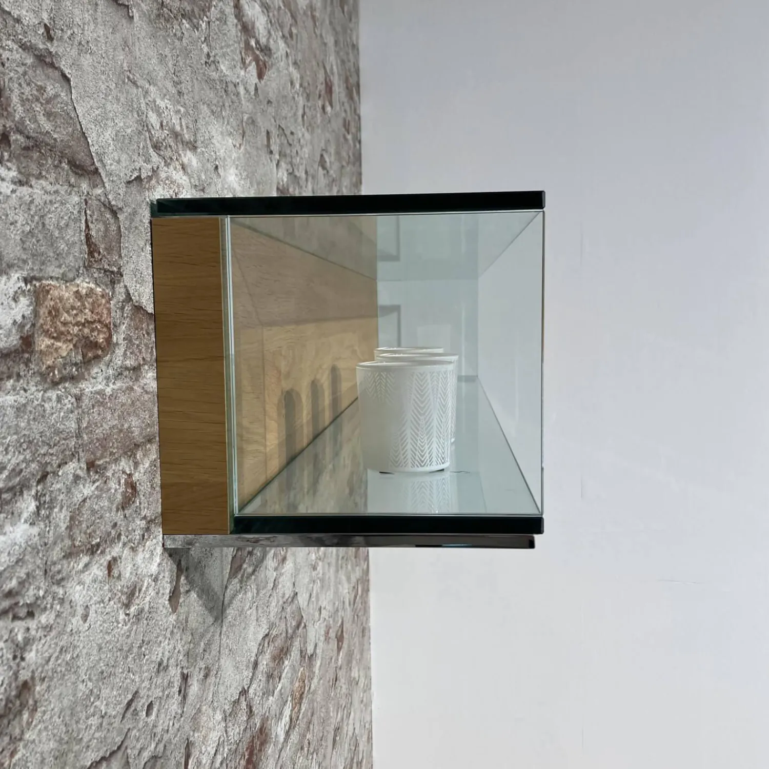 Hülsta Wohnwände & Tv-Lowboards|Wohnwand Scalic Lack Weiß Natureiche Lowboard Hängeelement Glas-Hängeelement