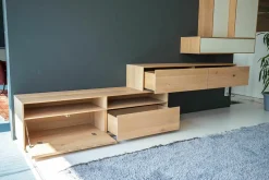 Rodam Wohnwände & Tv-Lowboards|Wohnwand Sigma Eiche 132 Harena Geölt Türen Glas Weiß Satinato