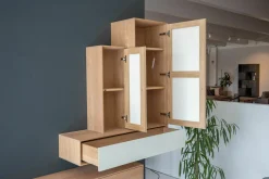 Rodam Wohnwände & Tv-Lowboards|Wohnwand Sigma Eiche 132 Harena Geölt Türen Glas Weiß Satinato