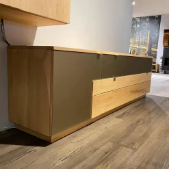 Wimmer Wohnwände & Tv-Lowboards|Wohnwand Signatura Rustikale Asteiche Bianco Akzente In Satinierten Bronzeglas Nickelfarbig Nickelfarbig