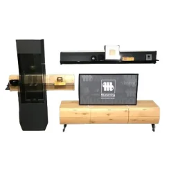 Musterring Wohnwände & Tv-Lowboards|Wohnwand Sigra Lack Anthrazit Seidenmatt Lowboard Eiche Natur