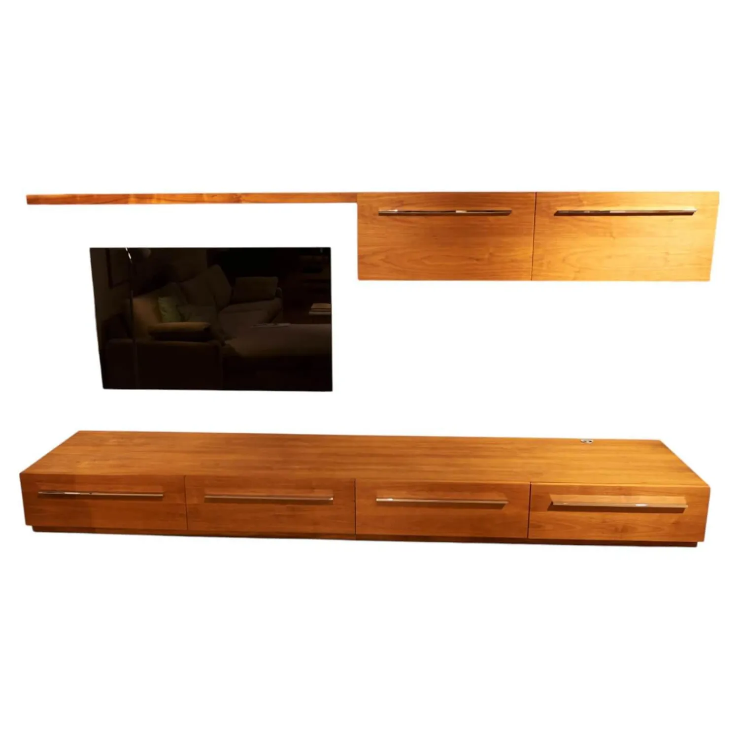 Riva1920 Wohnwände & Tv-Lowboards|Wohnwand Sipario Nussbaum Geölt mit Kabeldurchlass