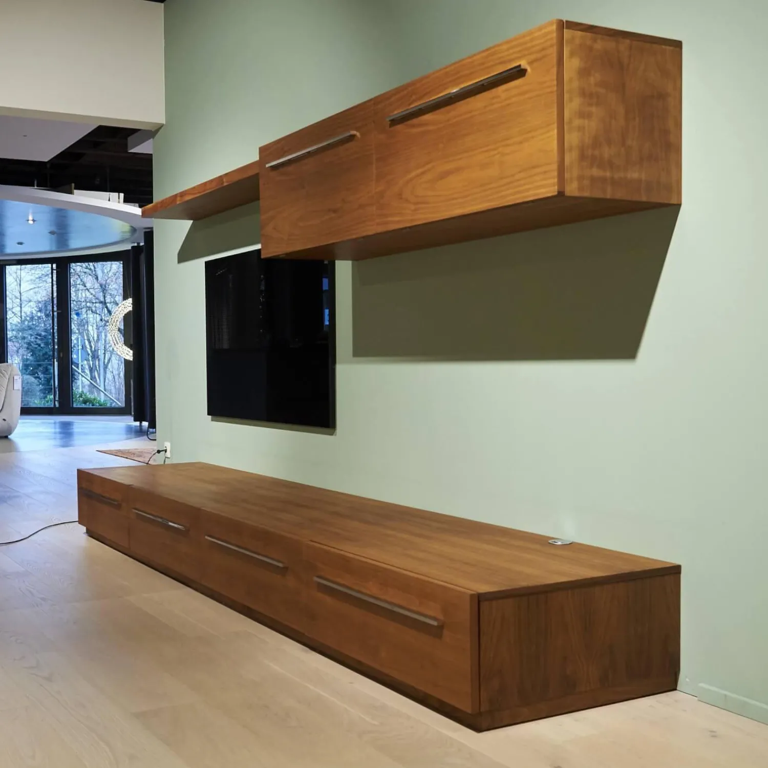 Riva1920 Wohnwände & Tv-Lowboards|Wohnwand Sipario Nussbaum Geölt mit Kabeldurchlass