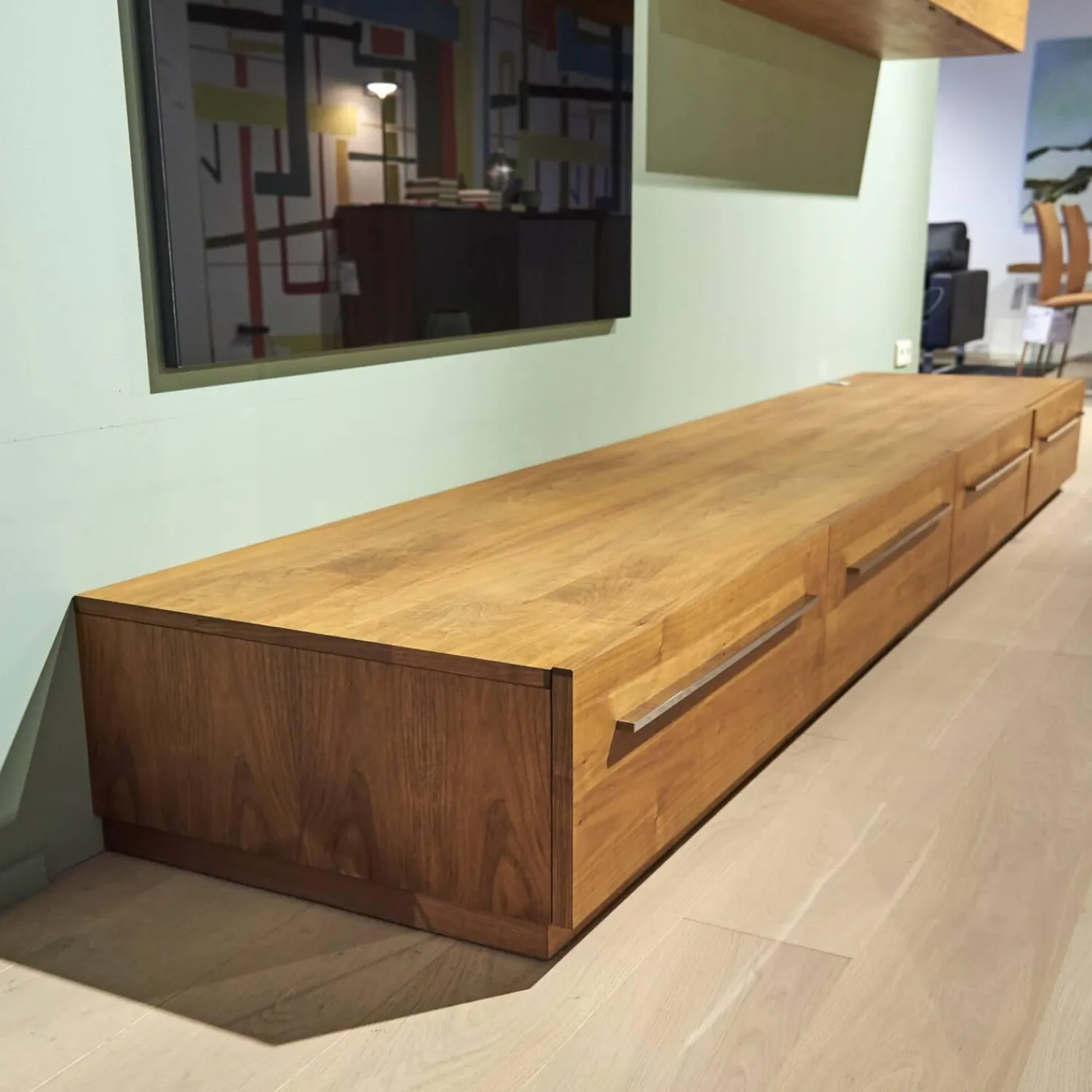 Riva1920 Wohnwände & Tv-Lowboards|Wohnwand Sipario Nussbaum Geölt mit Kabeldurchlass