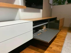 Kettnaker Wohnwände & Tv-Lowboards|Wohnwand Soma Korpus Innen Lack Matt Graphit Korpus Außen Nussbaum mit Beleuchtung