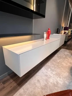 Kettnaker Wohnwände & Tv-Lowboards|Wohnwand Soma Türen Rauchglas Korpus MDF Lack Elfenbein Weiß Matt Inklusive Beleuchtung