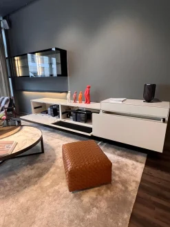 Kettnaker Wohnwände & Tv-Lowboards|Wohnwand Soma Türen Rauchglas Korpus MDF Lack Elfenbein Weiß Matt Inklusive Beleuchtung