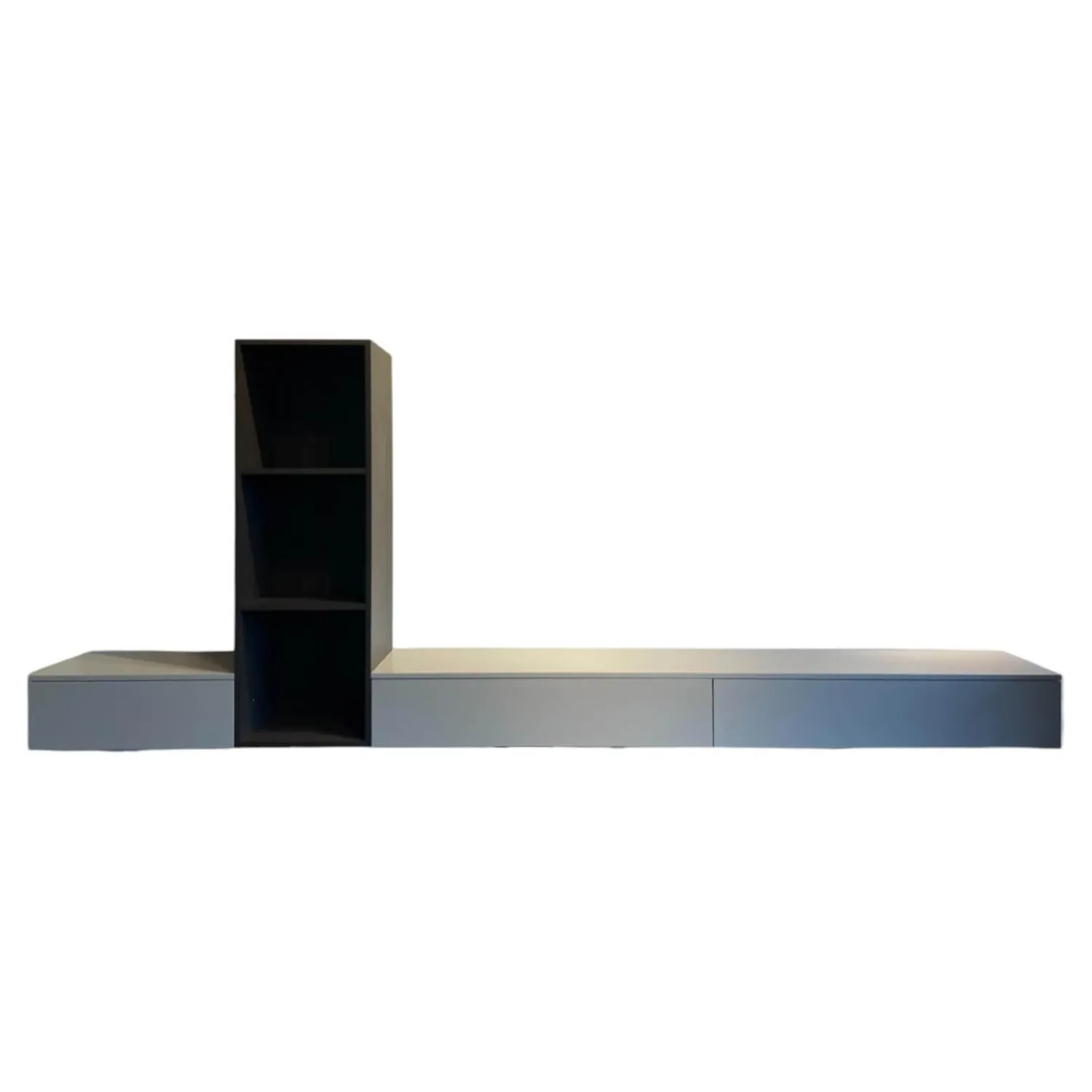 Interlübke Wohnwände & Tv-Lowboards|Wohnwand Tavi Lack M 23 Muschel Grau Mit Eiche D83 Achat Schwarz