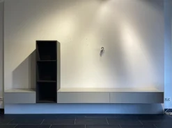 Interlübke Wohnwände & Tv-Lowboards|Wohnwand Tavi Lack M 23 Muschel Grau Mit Eiche D83 Achat Schwarz