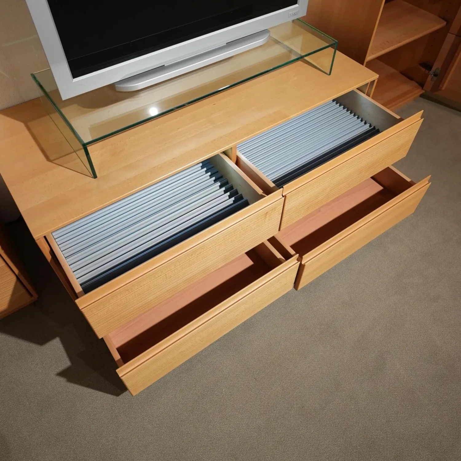 Wöstmann Wohnwände & Tv-Lowboards|Wohnwand Tessin Buche Massiv Inklusive Beleuchtung Mit Funkfernbedienung