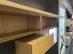 Hülsta Wohnwände & Tv-Lowboards|Wohnwand Tetrim A Korpus Und Front Lack Reinweiß Weiß Und Eiche Natur Rahmen Silberfarbig Mit LED Beleuchtung