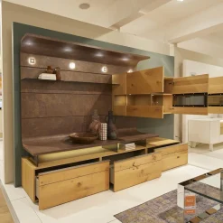 Gwinner Wohnwände & Tv-Lowboards|Wohnwand Tormine Balkeneiche Natur Absatz Rostoptik Mit LED Beleuchtung