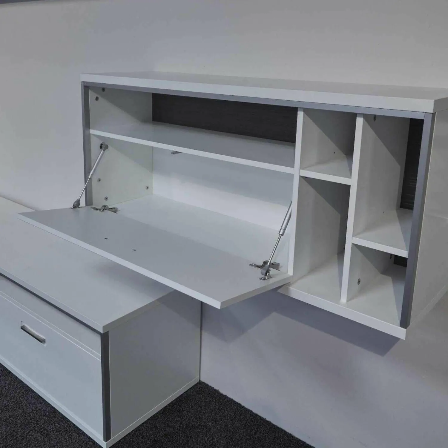 MCA Wohnwände & Tv-Lowboards|Wohnwand Trento Weiß Hochglanz mit LED Power Spot