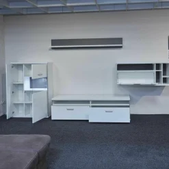 MCA Wohnwände & Tv-Lowboards|Wohnwand Trento Weiß Hochglanz mit LED Power Spot