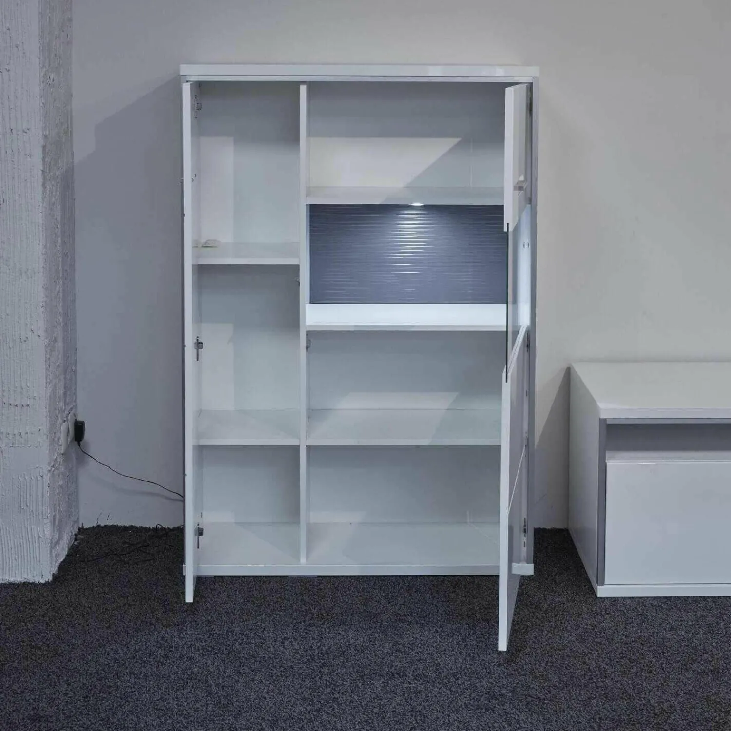 MCA Wohnwände & Tv-Lowboards|Wohnwand Trento Weiß Hochglanz mit LED Power Spot