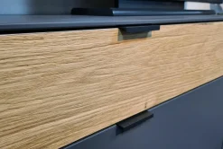 Natura Wohnwände & Tv-Lowboards|Wohnwand Tucson Front Und Korpus Lack Graphitgrau Grau Akzent Spalteiche Mit Beleuchtung