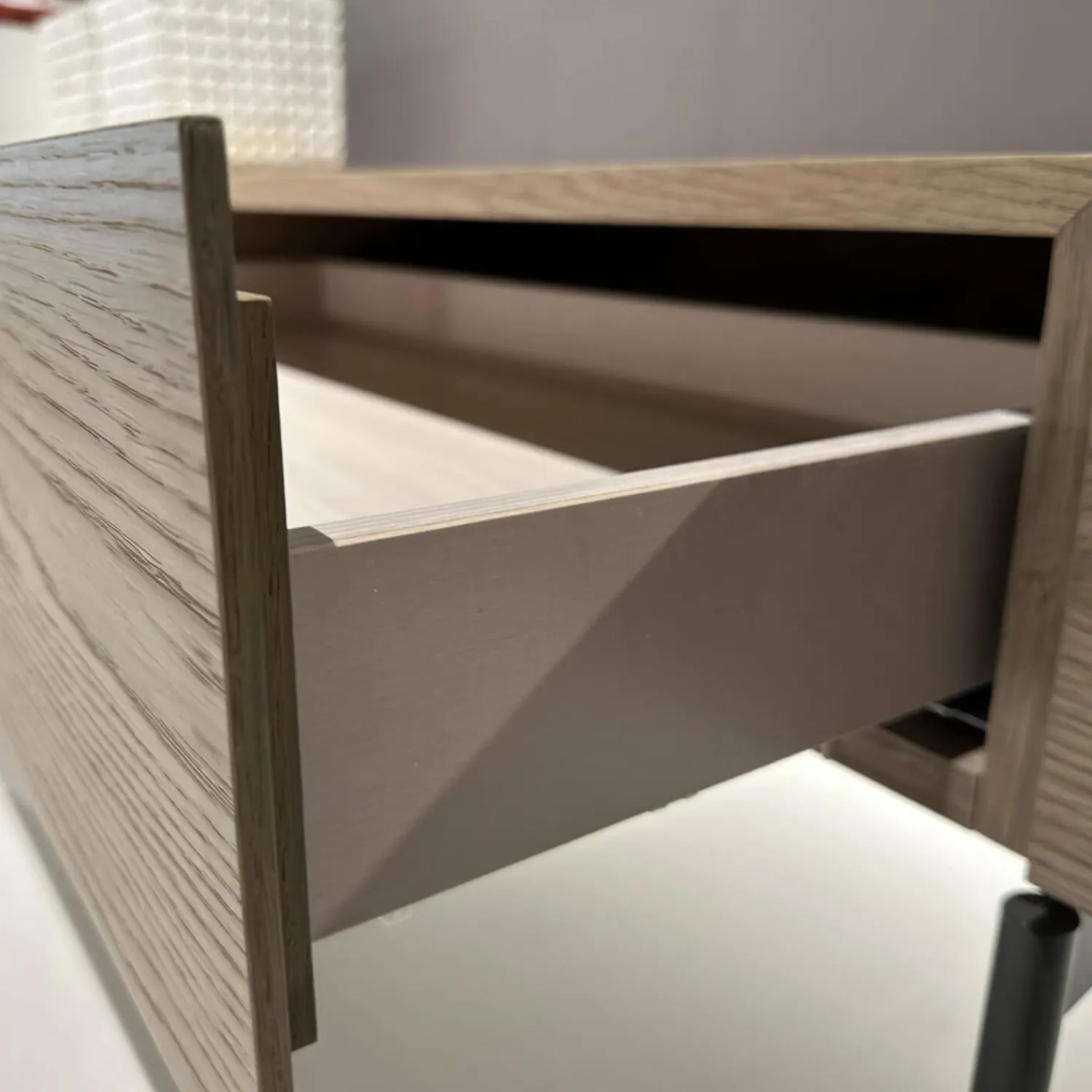 Presotto Wohnwände & Tv-Lowboards|Wohnwand Untergestell Furniert Rovere Avana Gestellfuß Antracite Lackiert