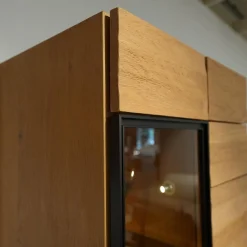 Voglauer Wohnwände & Tv-Lowboards|Wohnwand V Montana Wildeiche Geölt Glasrückwand Optiwhite Weiß Mit Beleuchtung Inklusive 2 Vitrinen