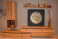 Decker Wohnwände & Tv-Lowboards|Wohnwand Valero Asteiche Massiv Bianco Geölt Front Klarglas