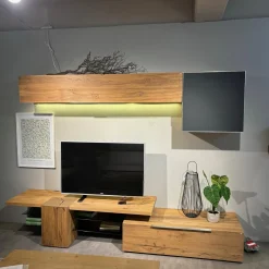 Voglauer Wohnwände & Tv-Lowboards|Wohnwand V-Alpin AV155 Korpus Eiche Altholz Front Colorglas Anthrazit