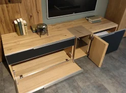 Voglauer Wohnwände & Tv-Lowboards|Wohnwand V-Alpin Eiche Altholz Colorglas Anthrazit Satiniert