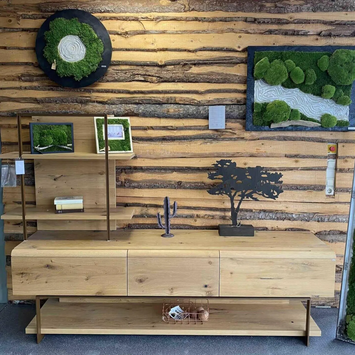 Voglauer Wohnwände & Tv-Lowboards|Wohnwand V-Cube Living Wildeiche Rustico mit Beleuchtung