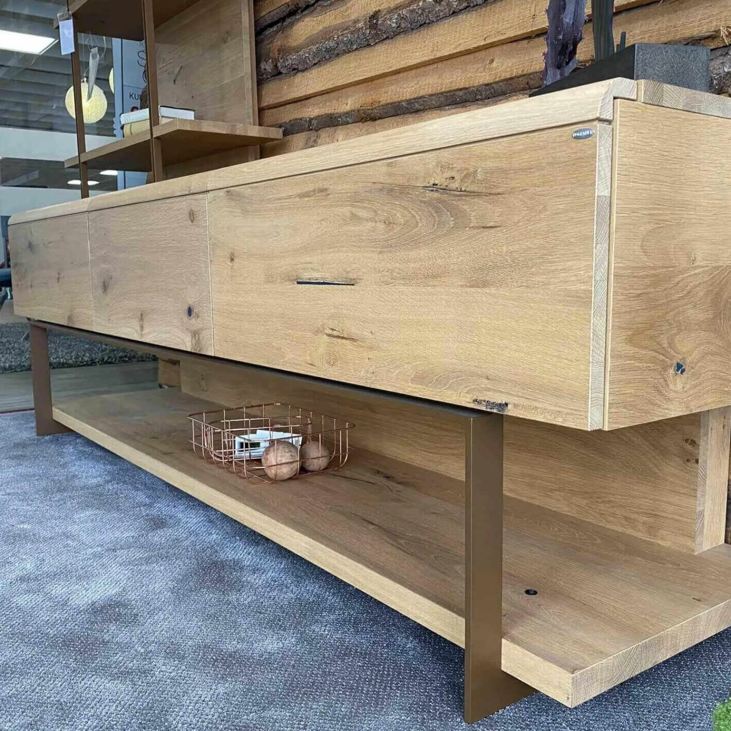 Voglauer Wohnwände & Tv-Lowboards|Wohnwand V-Cube Living Wildeiche Rustico mit Beleuchtung