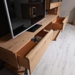 Voglauer Wohnwände & Tv-Lowboards|Wohnwand Vcuben Living Set Wildeiche Rustico Schwarz Inklusive LED-Beleuchtung