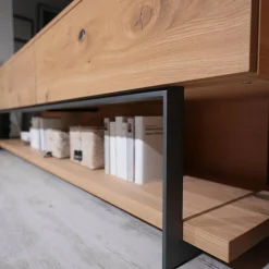 Voglauer Wohnwände & Tv-Lowboards|Wohnwand Vcuben Living Set Wildeiche Rustico Schwarz Inklusive LED-Beleuchtung