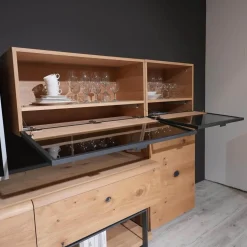 Voglauer Wohnwände & Tv-Lowboards|Wohnwand Vcuben Living Set Wildeiche Rustico Schwarz Inklusive LED-Beleuchtung