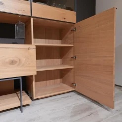 Voglauer Wohnwände & Tv-Lowboards|Wohnwand Vcuben Living Set Wildeiche Rustico Schwarz Inklusive LED-Beleuchtung