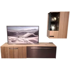 Voglauer Wohnwände & Tv-Lowboards|Wohnwand Vgalvino Alteiche Rustico Schwemmgrau Lackiert Massiv