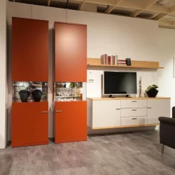 Rietberger Möbelwerke Wohnwände & Tv-Lowboards|Wohnwand Vienna 35 35009 Lack Ziegelrot Rot Und Lack Grau Inklusive Beleuchtung