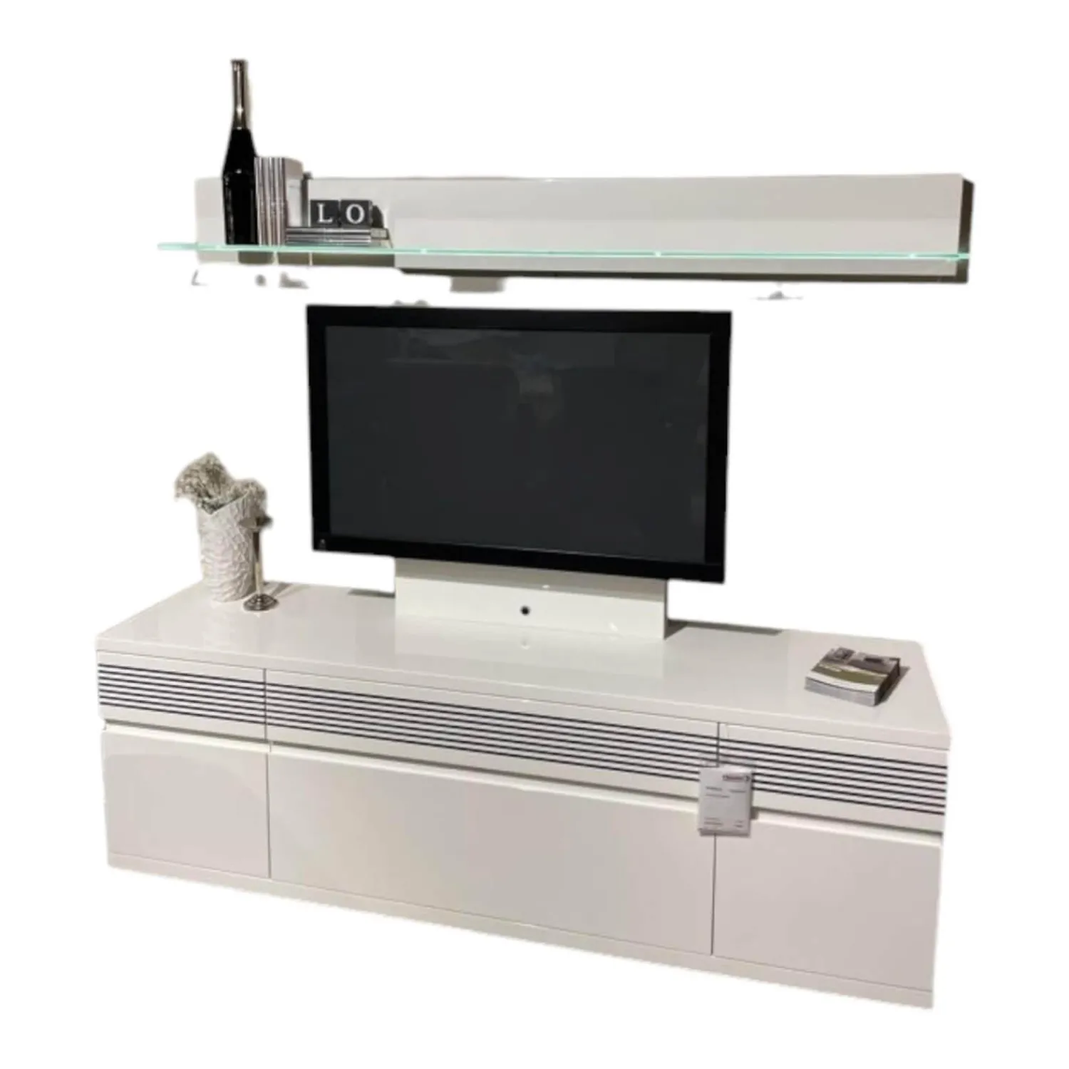 Rietberger Möbelwerke Wohnwände & Tv-Lowboards|Wohnwand Vision Lack Weiß Inklusive TV-Halterung und Wandboard