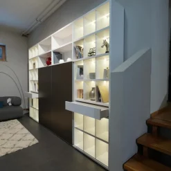 Kettnaker Wohnwände & Tv-Lowboards|Wohnwand Vita Weiß Aluminium Mit Schiebetür Und Innenbeleuchtung