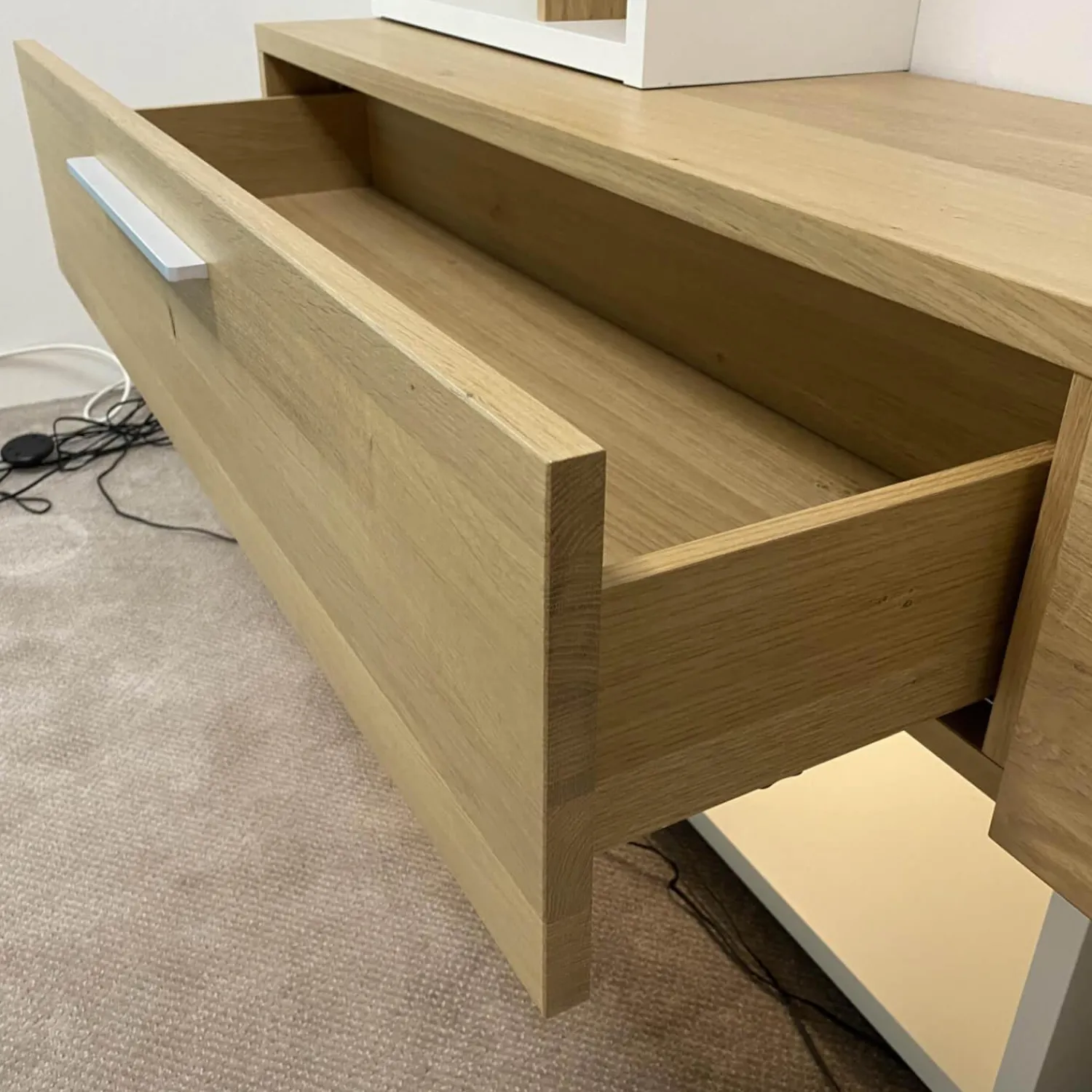 Schröder Franz Wohnwände & Tv-Lowboards|Wohnwand Vivendi Lack Weiß Matt Und Holz Asteiche Mit Glasböden Inklusive Beleuchtung