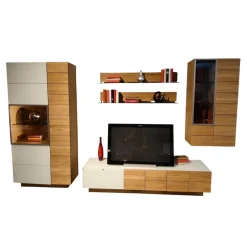 Voglauer Wohnwände & Tv-Lowboards|Wohnwand V-Montanara Wildeiche Akzent Colorglas Satiniert Anthrazit