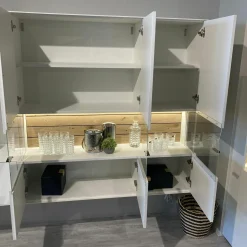 Wöstmann Wohnwände & Tv-Lowboards|Wohnwand Werne Lack Weiß Gebürstete Rückwand Balkeneiche