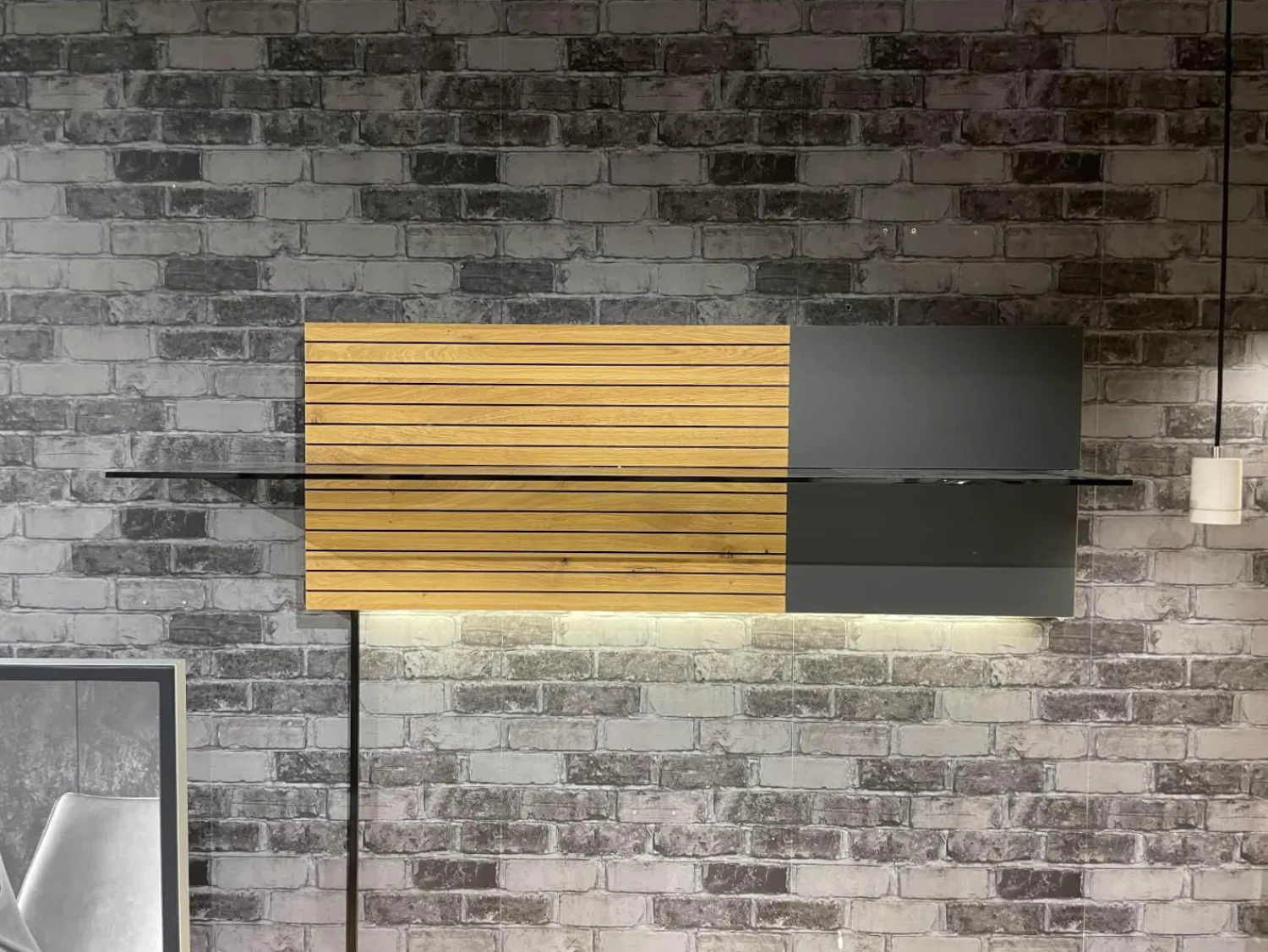 WK Wohnen Wohnwände & Tv-Lowboards|Wohnwand WK 490 Baristo Asteiche Massiv Naturbelassen Geölt Front Rillenoptik Mit LED Beleuchtung