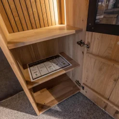 WK Wohnen Wohnwände & Tv-Lowboards|Wohnwand WK 490 Baristo Asteiche Bianco Rillenoptik Glas Anthrazit Inklusive LED Beleuchtung