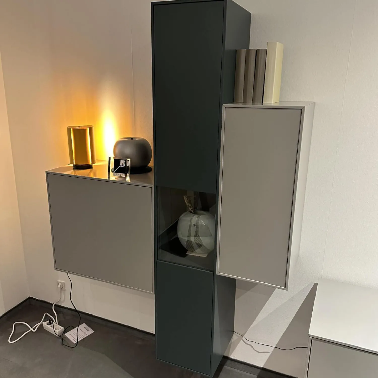 WK Wohnen Wohnwände & Tv-Lowboards|Wohnwand WK 419 Intono Lack 494 Matt Canagrau Und 433 Matt Blaugrün Mit Beleuchtung