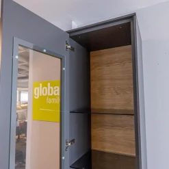 WK Wohnen Wohnwände & Tv-Lowboards|Wohnwand Wk 440 Lavato Und Vitrine 440 Balkeneiche Lack Schiefergrau Grau Matt Inklusive Beleuchtung