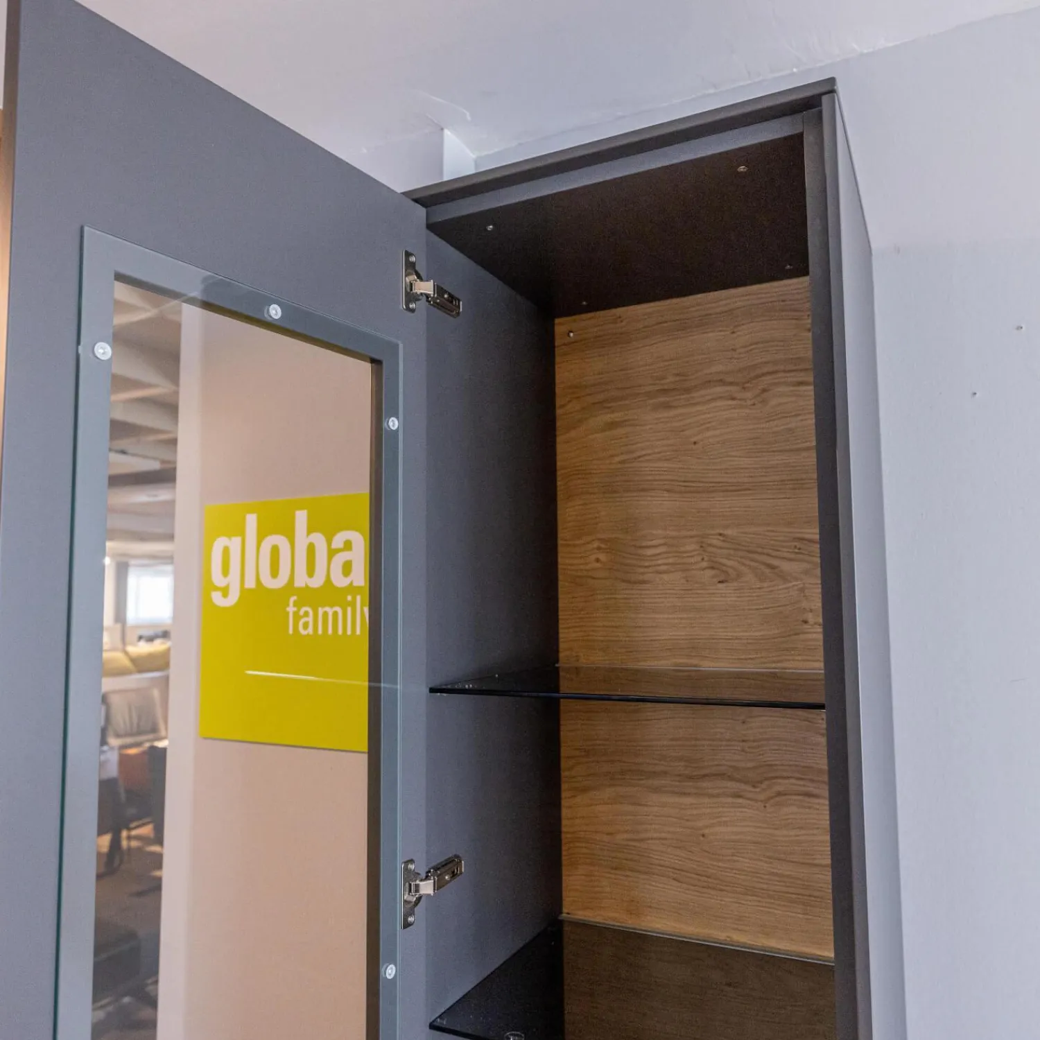 WK Wohnen Wohnwände & Tv-Lowboards|Wohnwand Wk 440 Lavato Und Vitrine 440 Balkeneiche Lack Schiefergrau Grau Matt Inklusive Beleuchtung