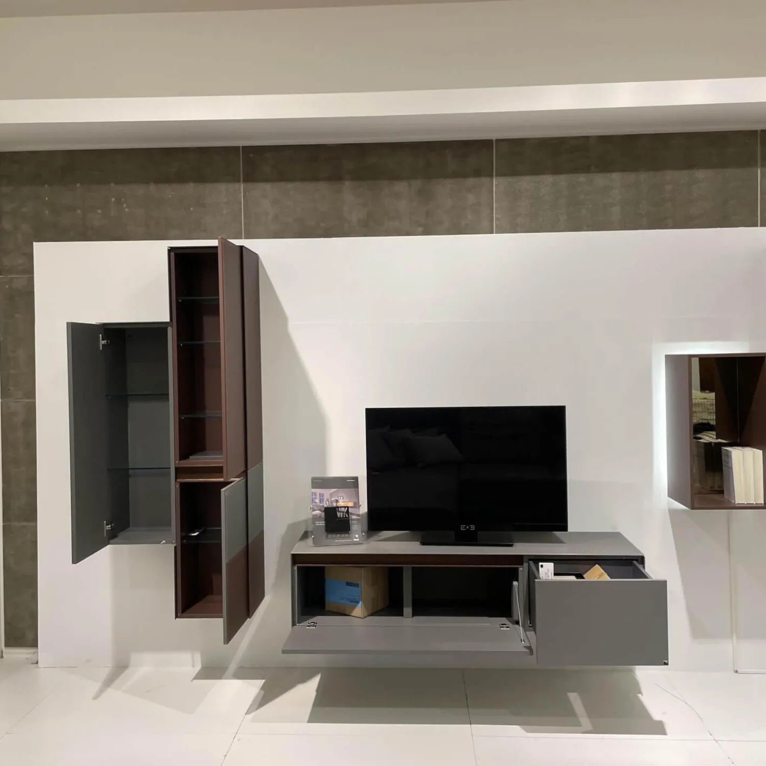 WK Wohnen Wohnwände & Tv-Lowboards|Wohnwand WK 430 Majestro Lack Matt Dust Und Burgund Glass Matt Dust Und Burgund