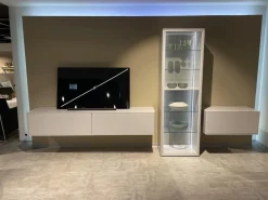 WK Wohnen Wohnwände & Tv-Lowboards|Wohnwand WK 418 Zola Glattlack Steingrau 407 Inklusive Beleuchtung Ohne TV